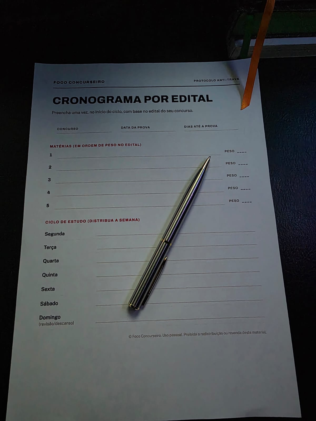 Prévia da planilha de cronograma mensal